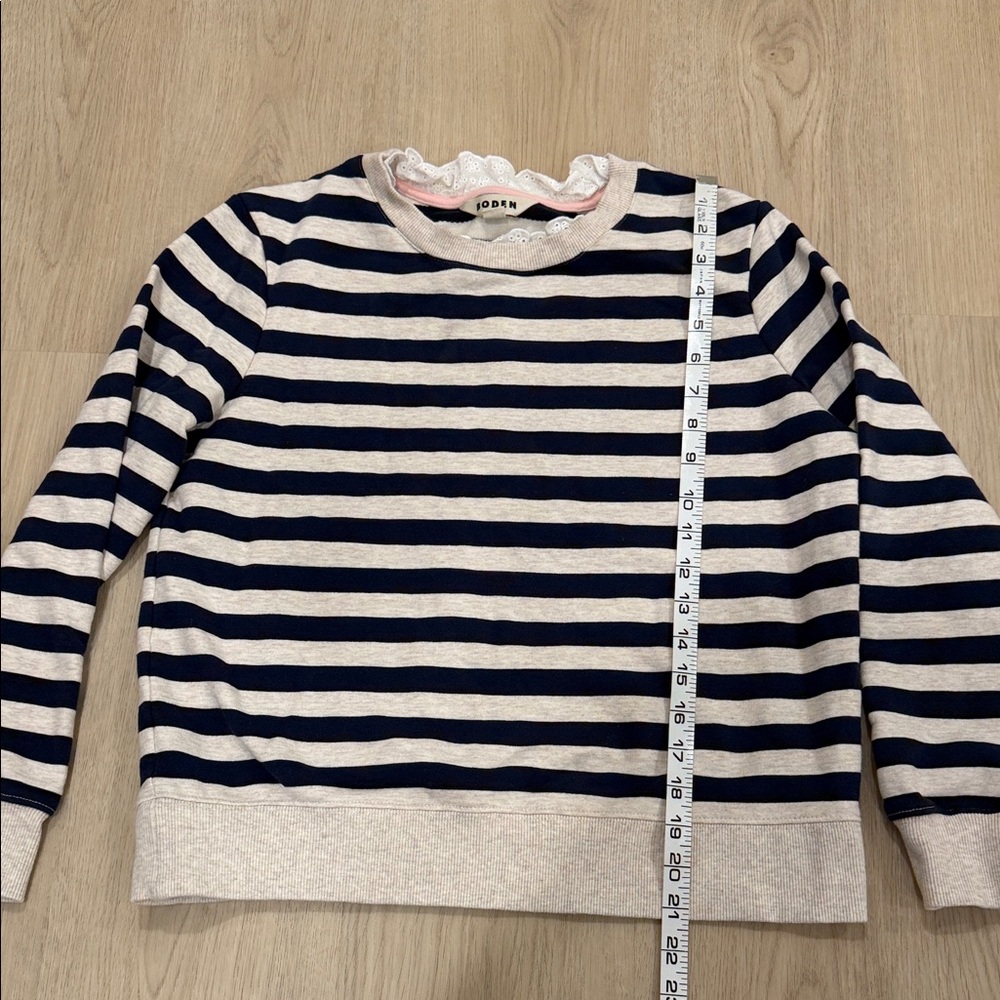 Boden size small Navy and White Striped Crew Neck Sweater - Picture 3 of 7